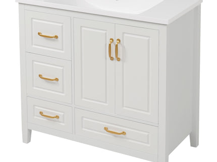 Bathroom Vanity With Sink, Soft Closing Doors & Drawers, Metal Handles