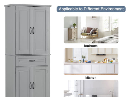 Bathroom Storage Cabinet With Doors And Drawer, Adjustable Shelf