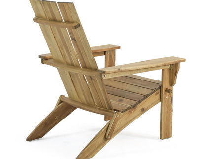 Outdoor Foldable Adirondack Chair With Slat Back - Natural