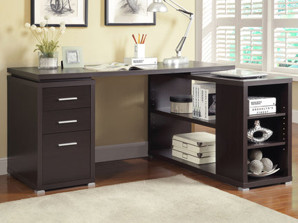 Tona - L-Shape Computer Desk With 3 Drawers And 5 Shelves