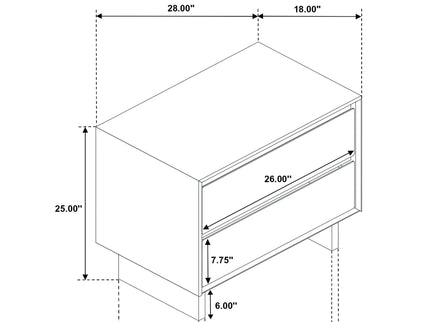 Hemlock - 2 Drawer Nightstand Bedside Table - Brown