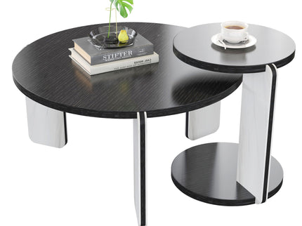 Round Coffee & End Table Set - Black