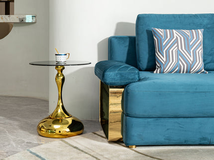 Modern Minimalist Coffee Table With Steel Legs And Tempered Glass Top