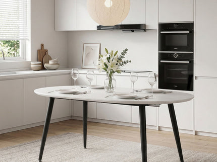 Pull Out Dining Table, Round Design - White