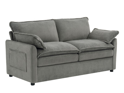 Modern Loveseat Sofa, Upholstered Couch With Side Storage Pockets