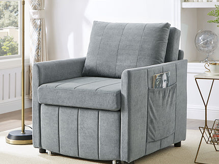Upholstered Convertible Sleeper Sofa With 5 Position Backrest, Side Pockets, Storage