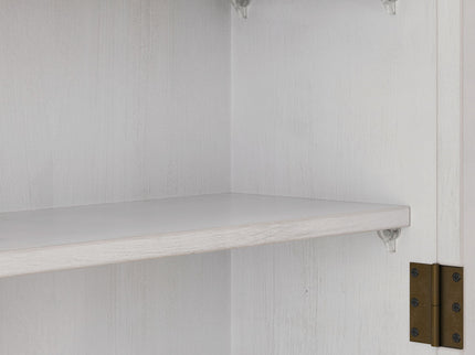 Vintage Double Door Wall Cabinet With Three Tiers Storage And Towel Rack - White Washed