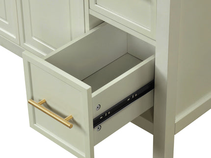 36" Bathroom Vanity With Sink, 2 Doors, 3 Drawers, Rectangular - White