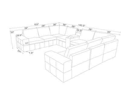 Modular Sectional With Large Square Arms