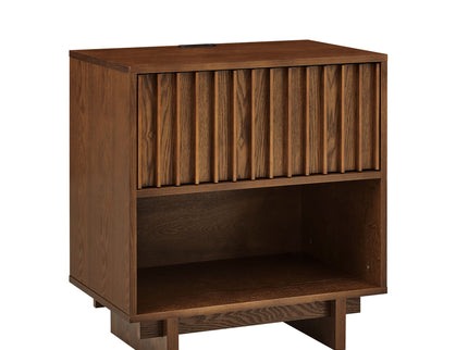 Nightstand With Hidden Charging Station USB Ports & Outlet Hole