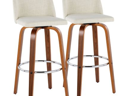 Toriano - Contemporary, Fixed Height Barstool Swivel & Round Footrest (Set of 2)