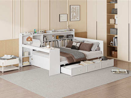Daybed With 3 Drawers USB Ports And Desk