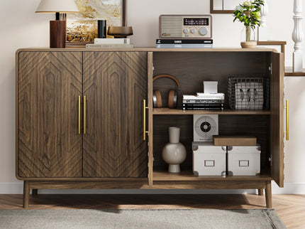 Sideboard Buffet Cabinet With Carved Doors And Adjustable Layer Board