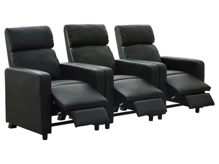 Warren - 3 Seater Reclining Home Theater - Black