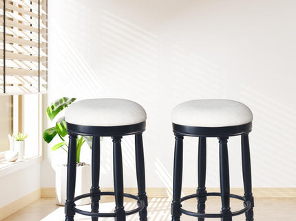 360° Swivel Wooden Barstools With Upholstered Seat, Counter Height (Set of 2)