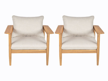 Terassi - Outdoor Lounge Chair (Set of 2) With Cushions - Beige / Light Teak