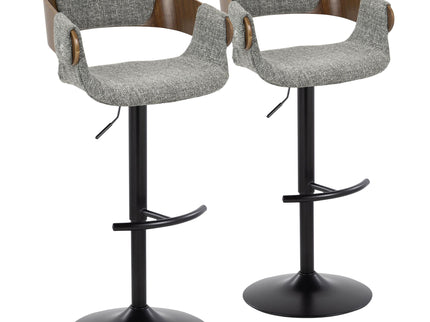 Elisa - Mid Century Modern Adjustable Barstool With Swivel & Rounded T Footrest (Set of 2)