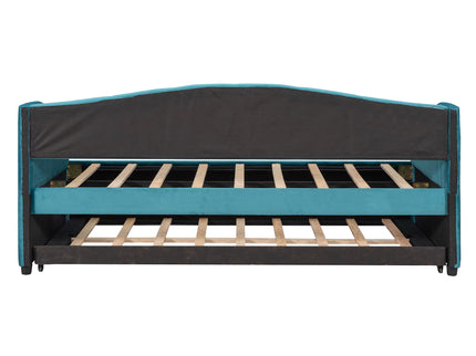 Upholstered Daybed Sofa Bed With Trundle Bed And Wood Slat
