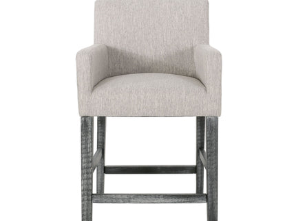 Charmed Upholstered Counter Stool With H Frame Base And Round Arms