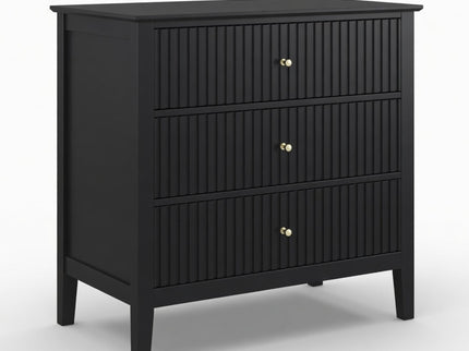 Fluted 3 Drawer Nightstand With Soft Close Slides