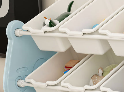 Kids Toy Storage Organizer With 2 Tier Bookshelf, Toy Storage With 12 Bins
