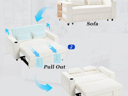 Pull-Out Sofa Bed Convertible Couch With Adjustable Backrest For Living Room