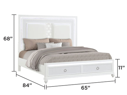 Abigale - Bed & LED Lighting And 2 Drawer Storage Footboard