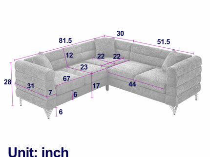 Oversized L - Shaped Corner Sofa, 5 Seater Sectional With 3 Cushions, Living Room Furniture - Orange
