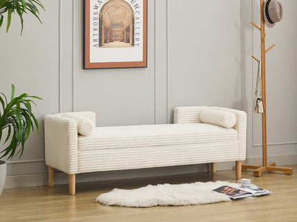 Upholstered Corduroy Flip Top Storage Bench For Living Room