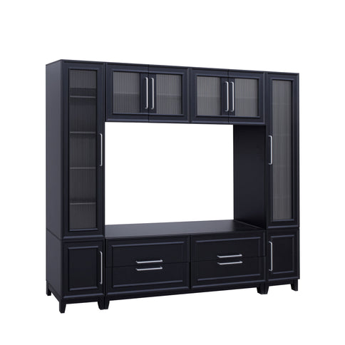 Wall Unit Modern Entertainment Center With Glass Doors
