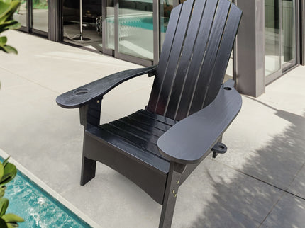 Outdoor Or Indoor Wood Adirondack Chair With An Hole To Hold Umbrella, On The Arm
