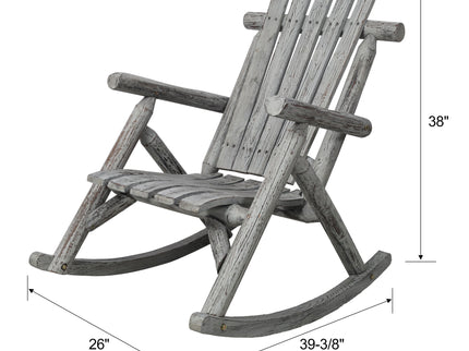 Durable Wooden Porch Rocker, Fir Log Rocking Chair