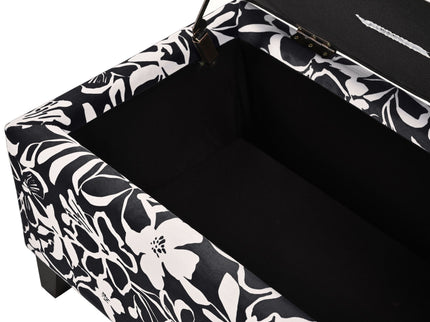 Luxury Storage Ottoman With Floral Patterned Fabric, Soft-Close Hinges, Multi Functional