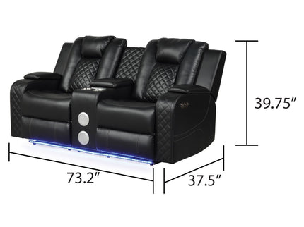 Benz - Power Reclining Loveseat With LED Lighting And Built In USB