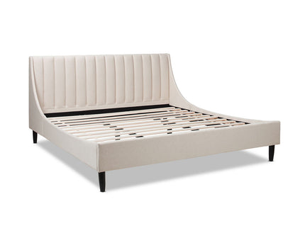 Aspen - King Vertical Tufted Headboard Platform Bed Set - Light Beige