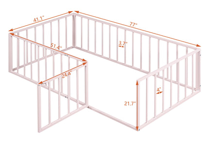 Metal Floor Bed Frame With Fence And Door