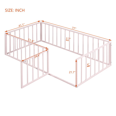 Metal Floor Bed Frame With Fence And Door