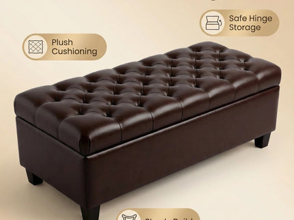 Storage Ottoman Bench With Safety Hinges