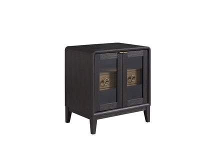 Glass Door Nightstand - Black