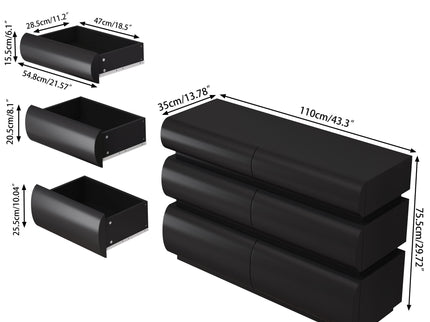 Minimalist Modern 6 Drawer Dresser, Handle Free Design With Wide Storage
