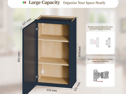 Shaker Wall Cabinet With 2 Adjustable Shelves
