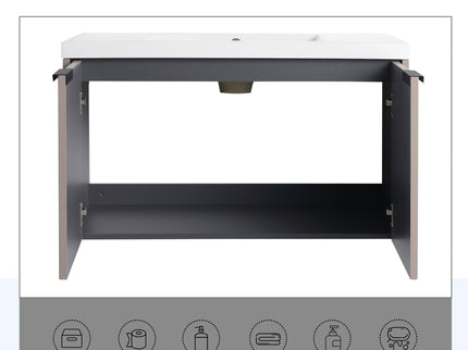 Contemporary Wall Mounted Bathroom Vanity With Resin Double Sink