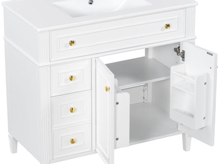 Bathroom Vanity With Sink, 3 Drawers & 2 Soft-Close Doors