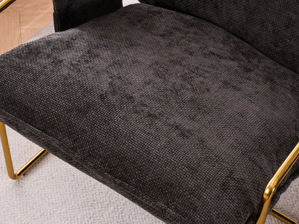 Upholstered Hanging Armchair With Arm Pocketsmetal Frame (Set of 2), Plated Craftsmanship, Crushed Foam Cushions And Skin-Friendly Woven Fabric For Living Room And Bedroom