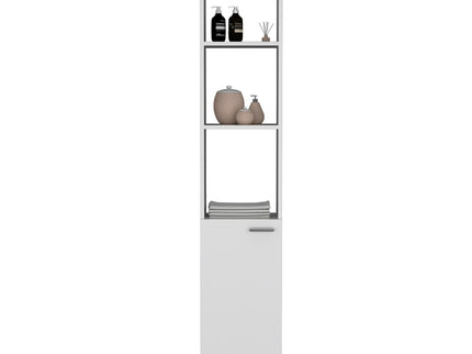 Linen Cabinet, 1 Door, 6 Shelves - White