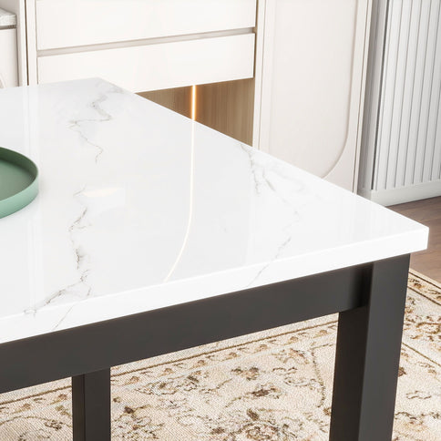 5-Piece Counter Height Dining Table Set With One Faux Marble Top Dining Table And Four Upholstered Chairs