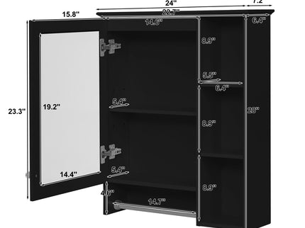 Modern 3 In 1 Bathroom Mirror Cabinet With Adjustable Shelf & Towel Bar