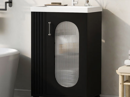 Modern Bathroom Vanity With Sink, Adjustable 2 Tier Shelf