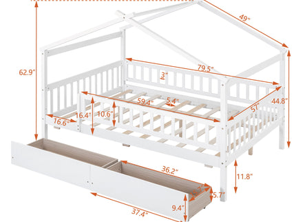 House Bed With 2 Drawers