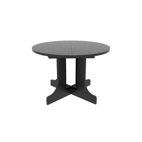 Dining Table For Farmhouse Kitchen Expandable Oval Table Top With Removable Leaf Trestle X Shaped Base - Black